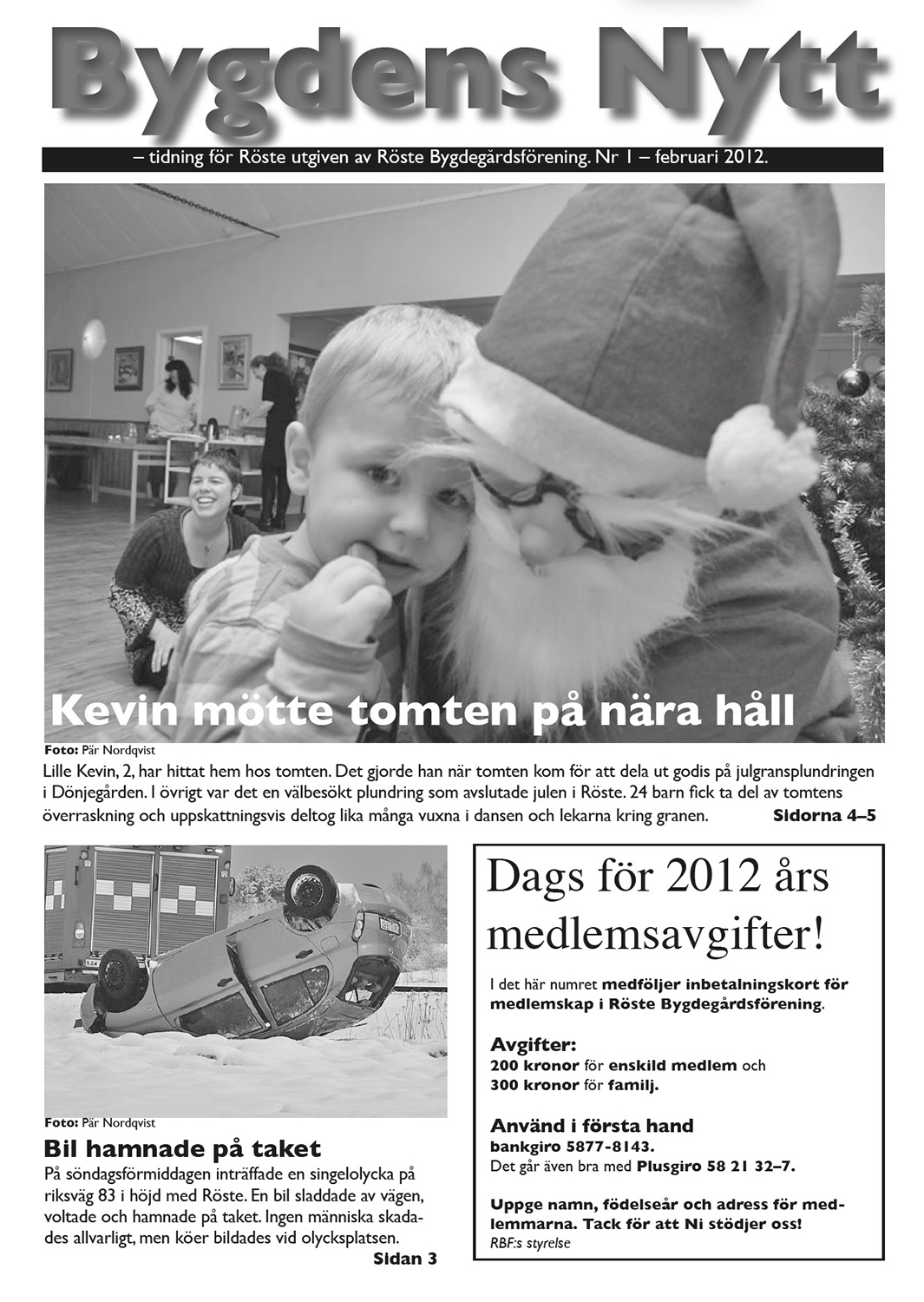 Röste.nu – Bygdens Nytts e-tidningsarkiv – Bygdens Nytt nr 1 2012 – E-tidningsetta