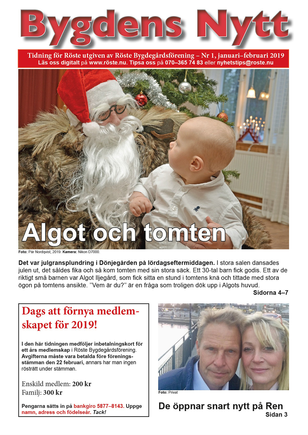 Röste.nu – Bygdens Nytts e-tidningsarkiv – Bygdens Nytt nr 1 2019 – E-tidningsetta