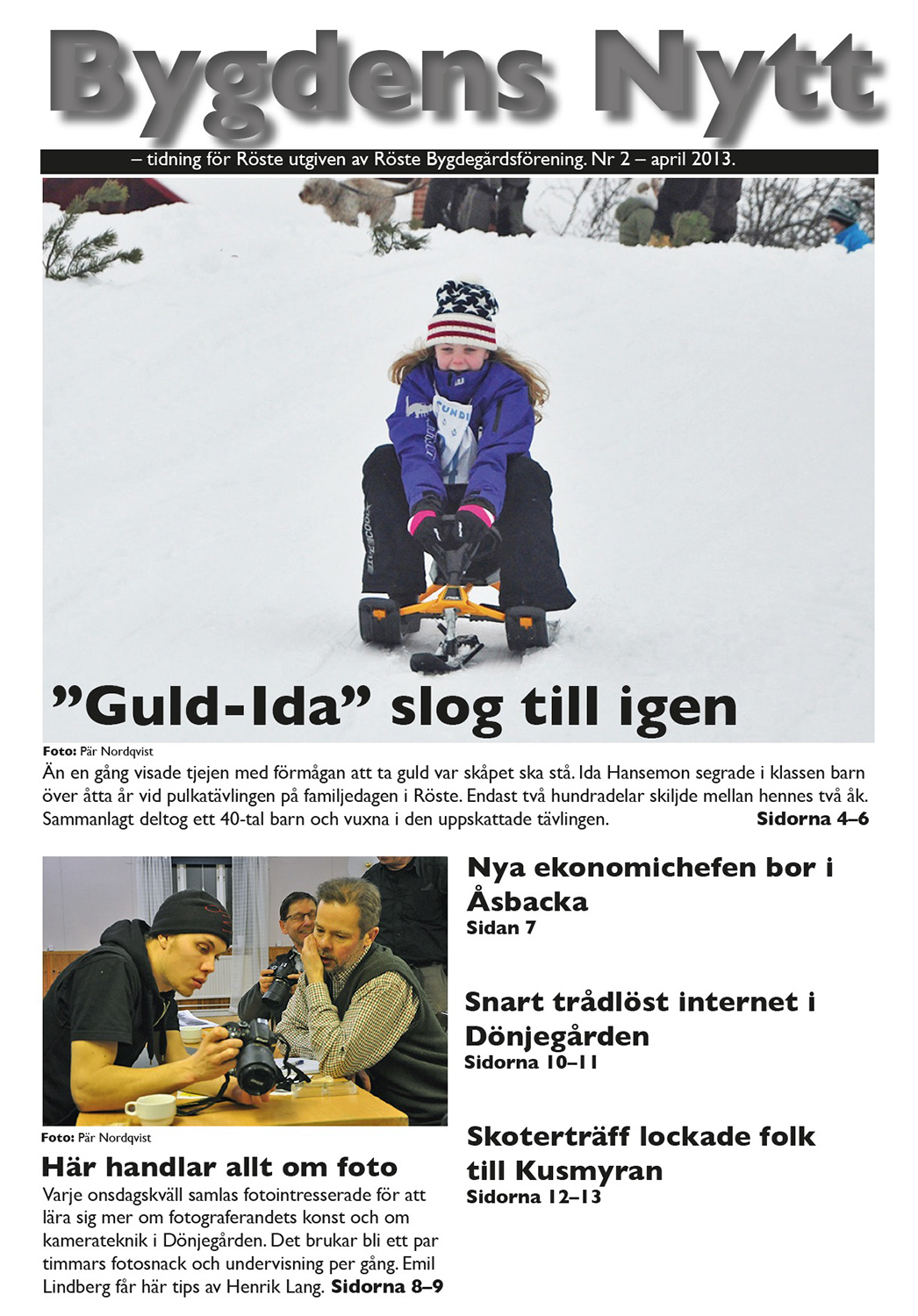 Röste.nu – Bygdens Nytts e-tidningsarkiv – Bygdens Nytt nr 2 2013 – E-tidningsetta