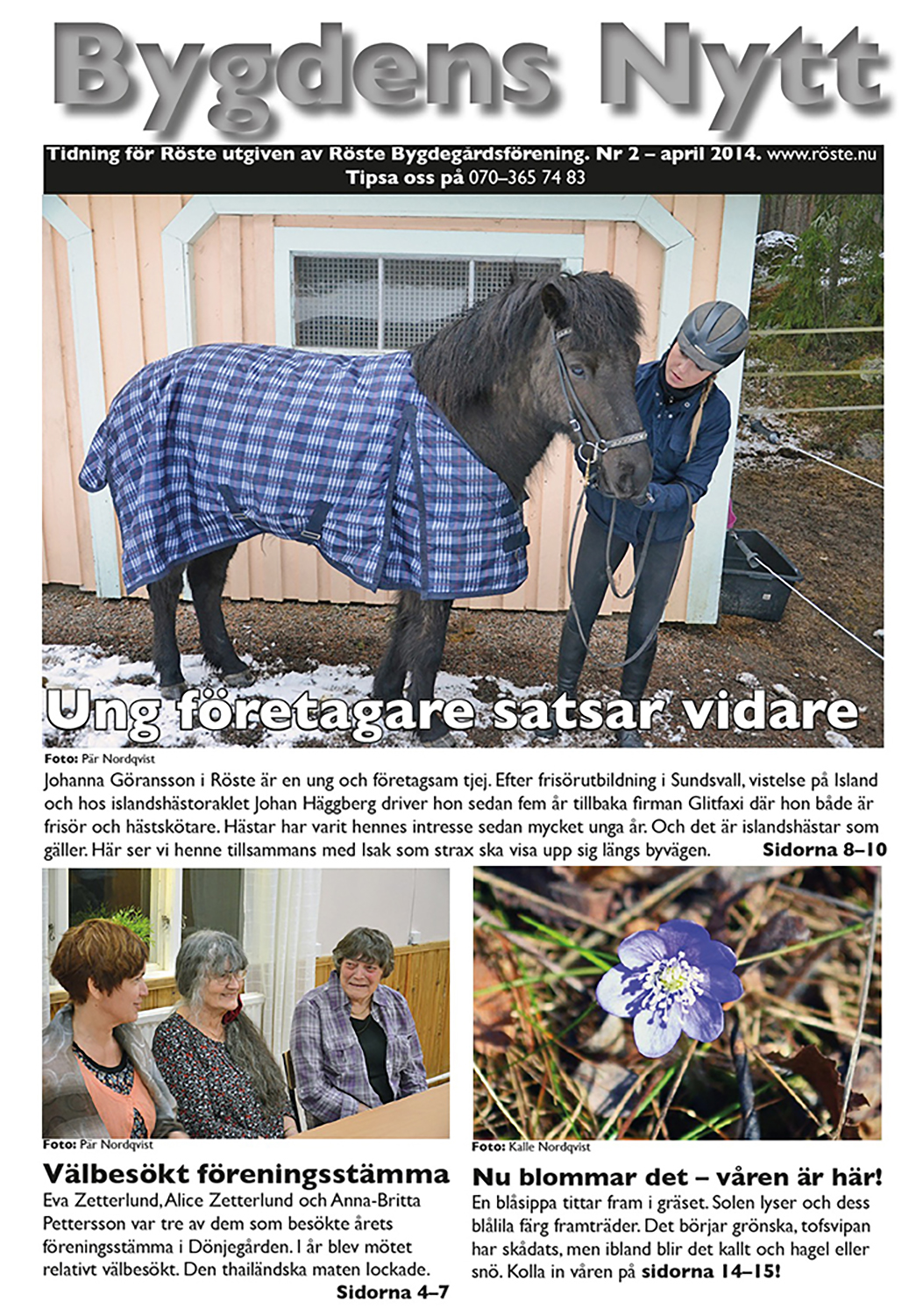 Röste.nu – Bygdens Nytts e-tidningsarkiv – Bygdens Nytt nr 2 2014 – E-tidningsetta