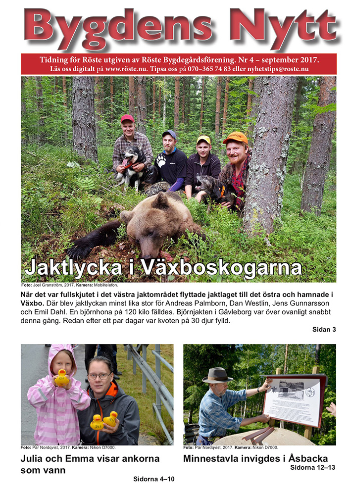 Röste.nu – Bygdens Nytts e-tidningsarkiv – Bygdens Nytt nr 4 2017 – E-tidningsetta